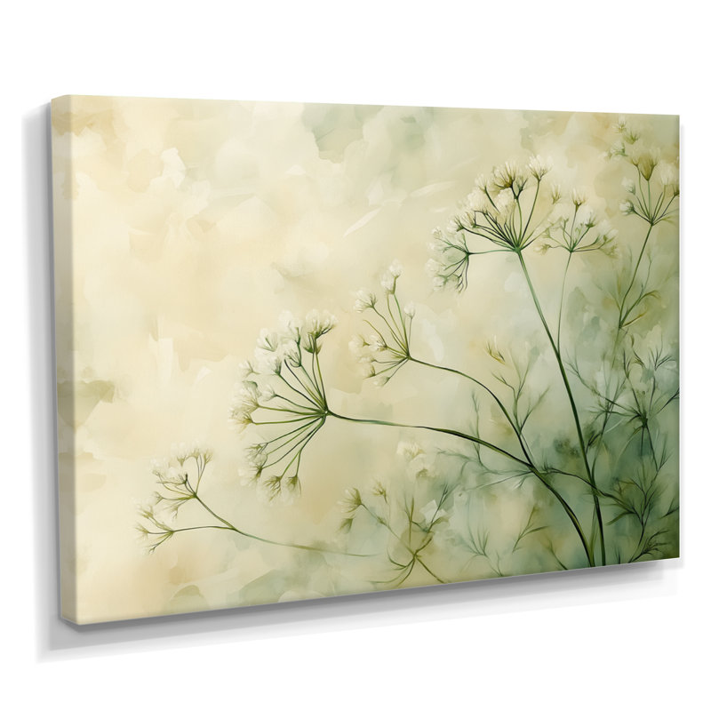 Dill Botanical Whisper I - art mural floral vert, 16" H x 32" W, Toile tendue