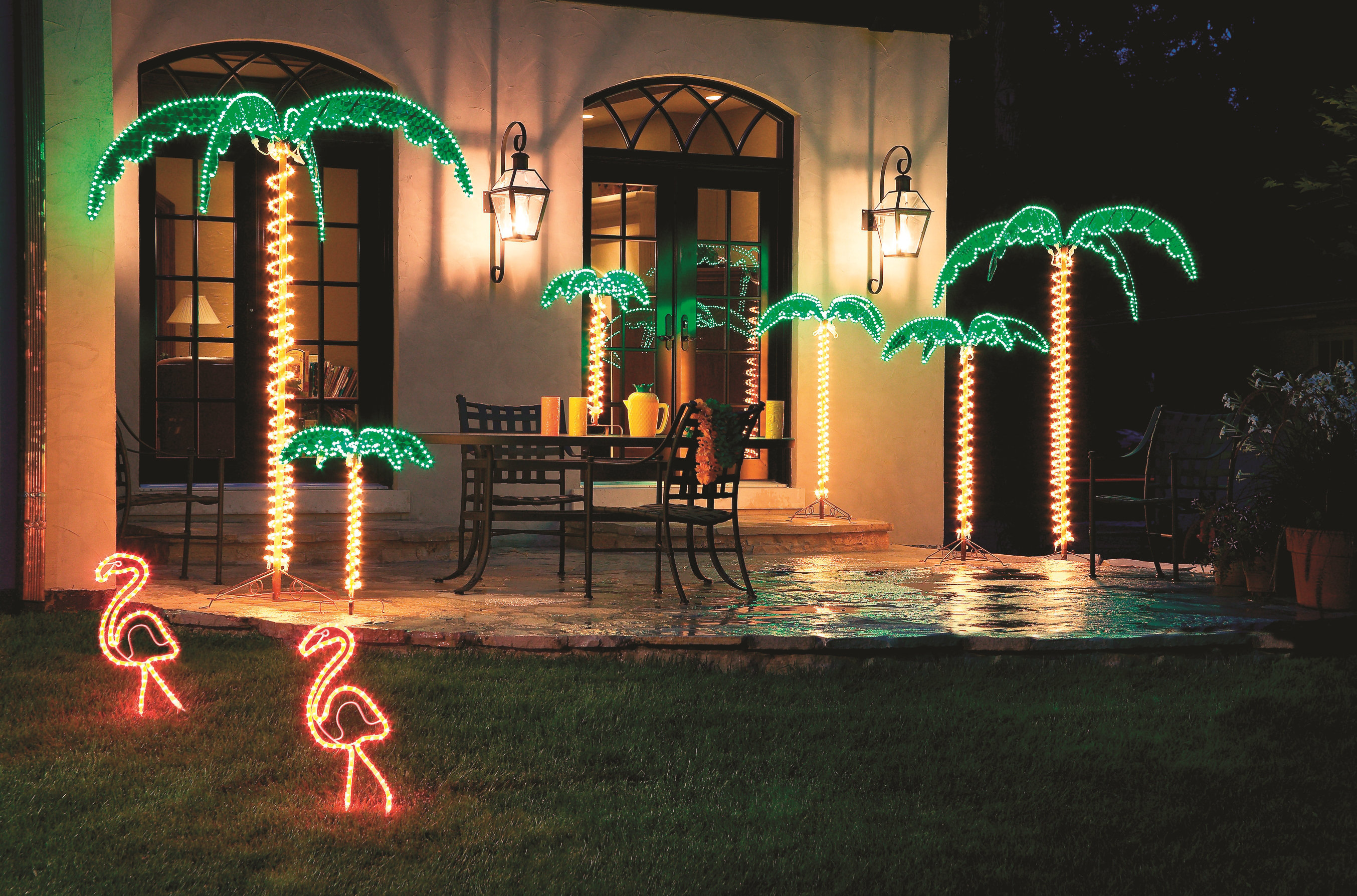 Roman, Inc. Tropical Lighted Holographic Rope Light Outdoor Palm Tree