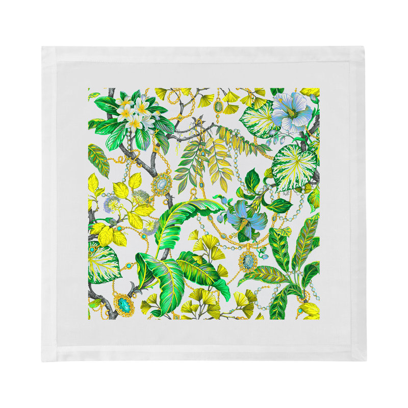Plumeria Cotton Sateen Dinner Napkins, Lemon