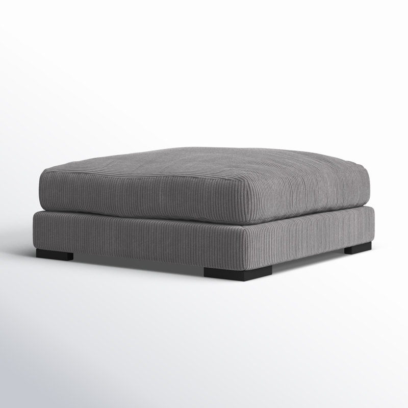 Lonsdale Square Ottoman, Gray Corduroy
