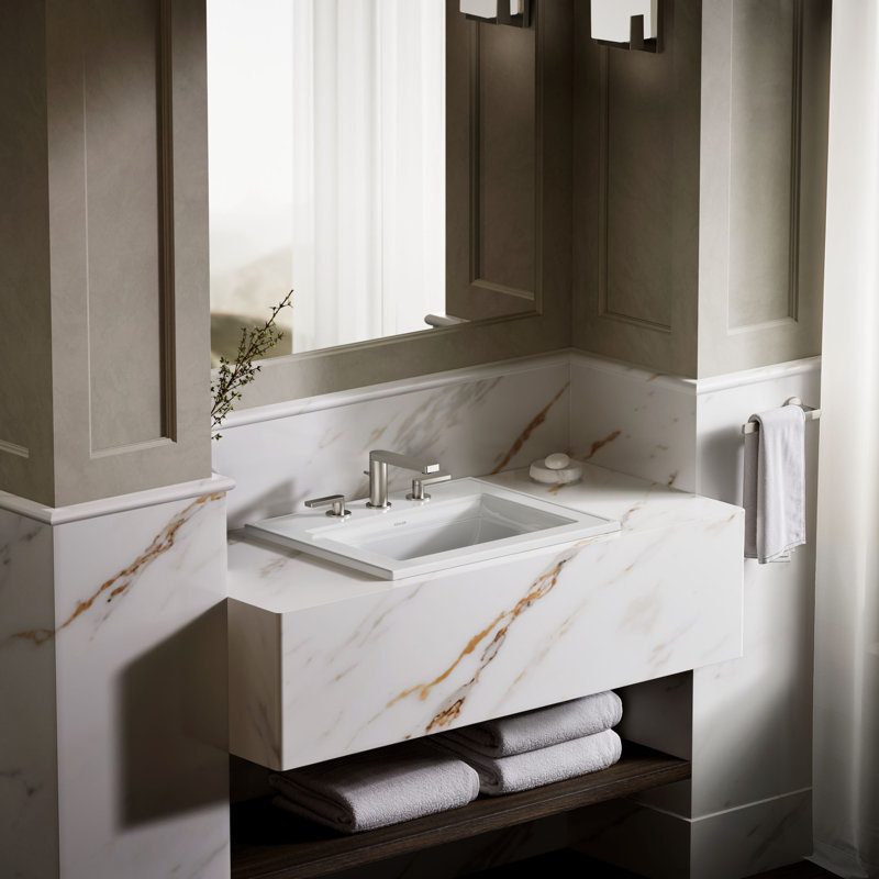 Memoirs® Stately Drop-in Bathroom Sink, White, 8" Centers