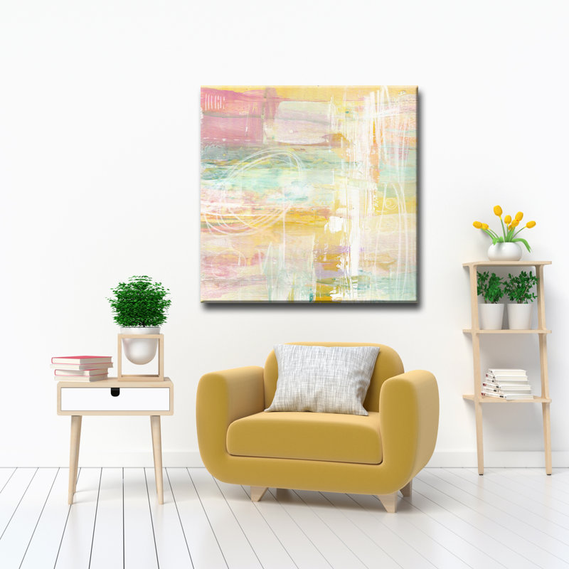 « ambre miel pêche », reproduction de peinture à l’acrylique sur toile tendue, H 20 po x l 20 po