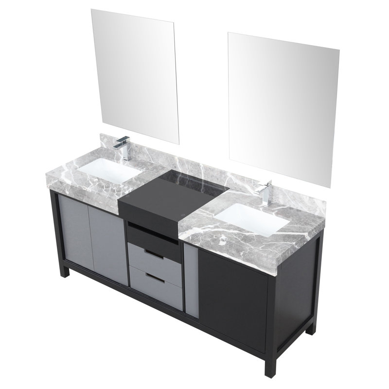 Ensemble de meuble-lavabo de 72 po Lexora Zilara noir et gris avec robinet