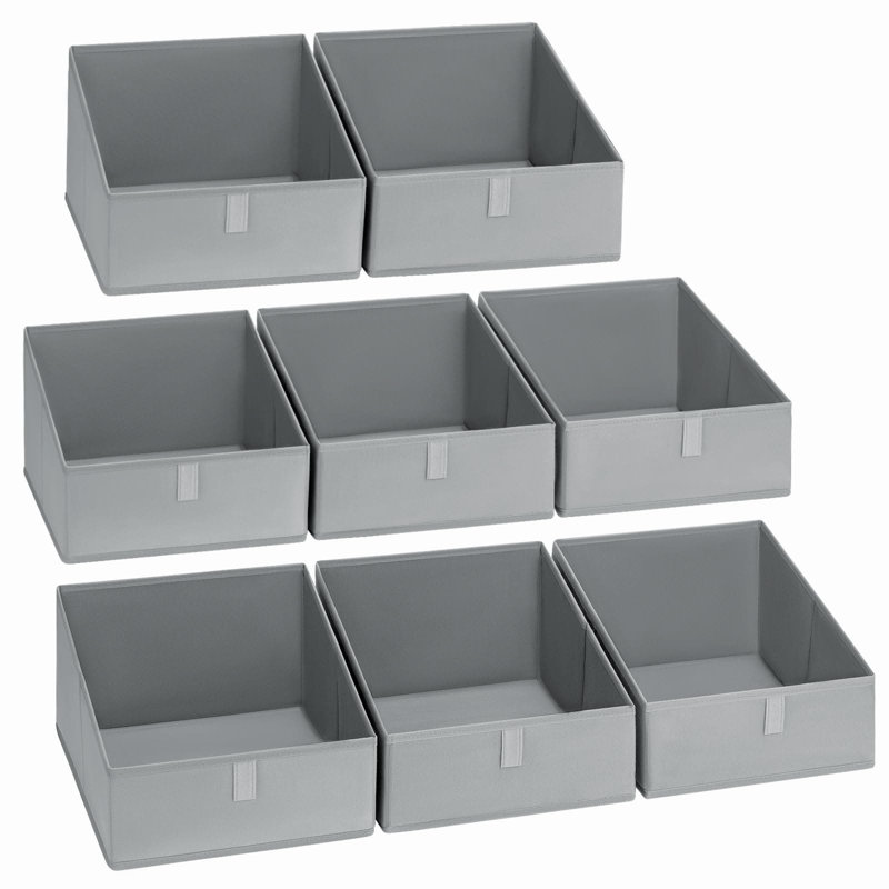 Fabric Closet Storage Bins 8 Pack - Foldable Trapezoid Organizer Baskets For Shelves, Clothing, Toys, Books & Towels, Sturdy Shelf Organizer With High Capacity Storage
