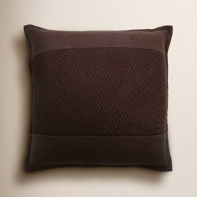 Farwell Colombe Flanged Cotton Throw Pillow, Dark Brown