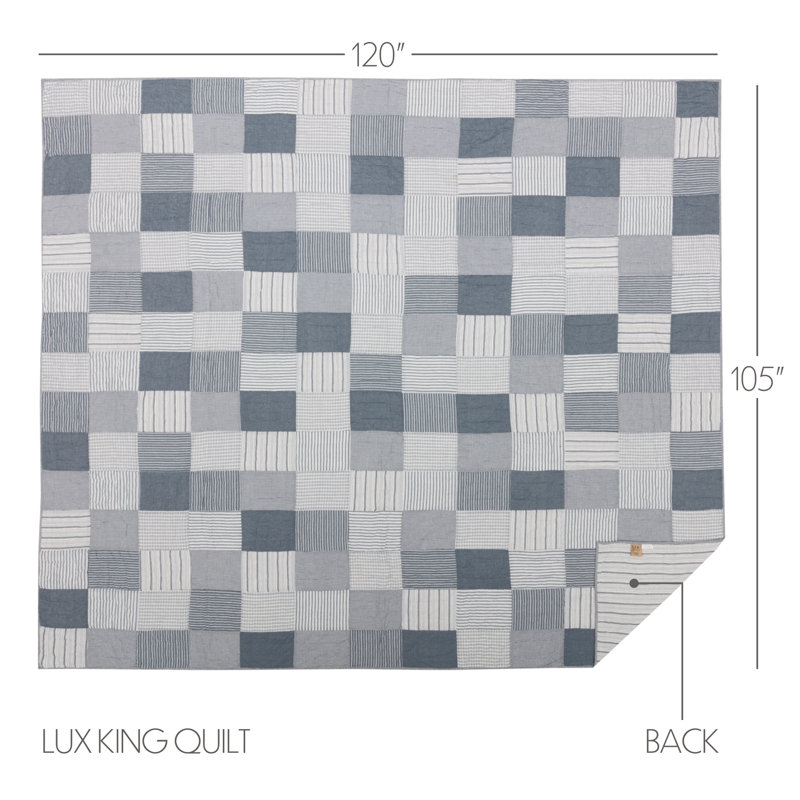 Sawyer Mill Blue and White Cotton King Reversible Quilt Set
