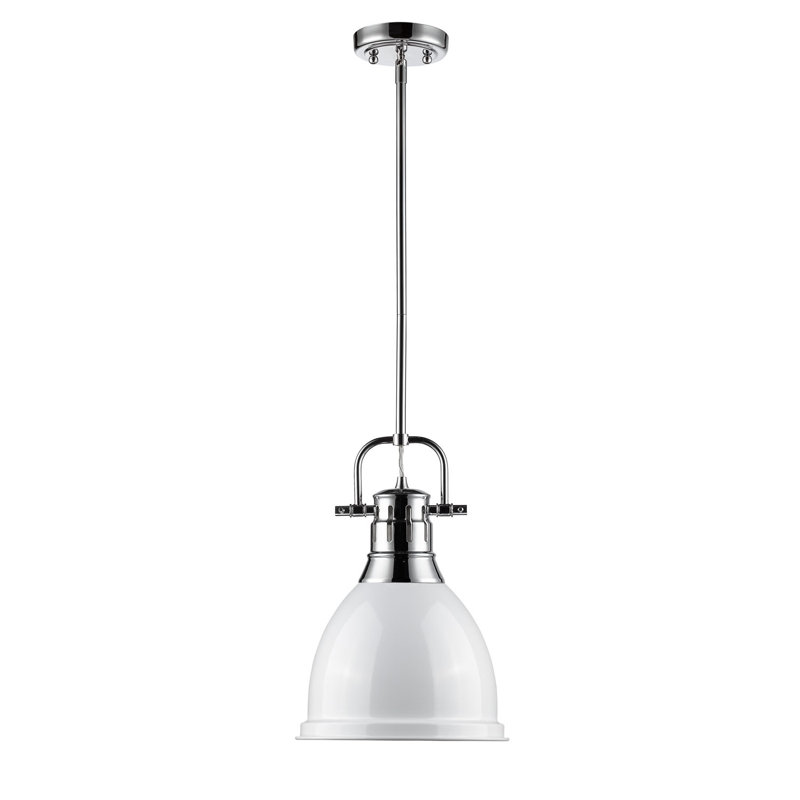 Luminaire suspendu unique / remarquable à 1 lumière Ruthie sans accents de matériau secondaire ou d'accent, Blanc, Chrome