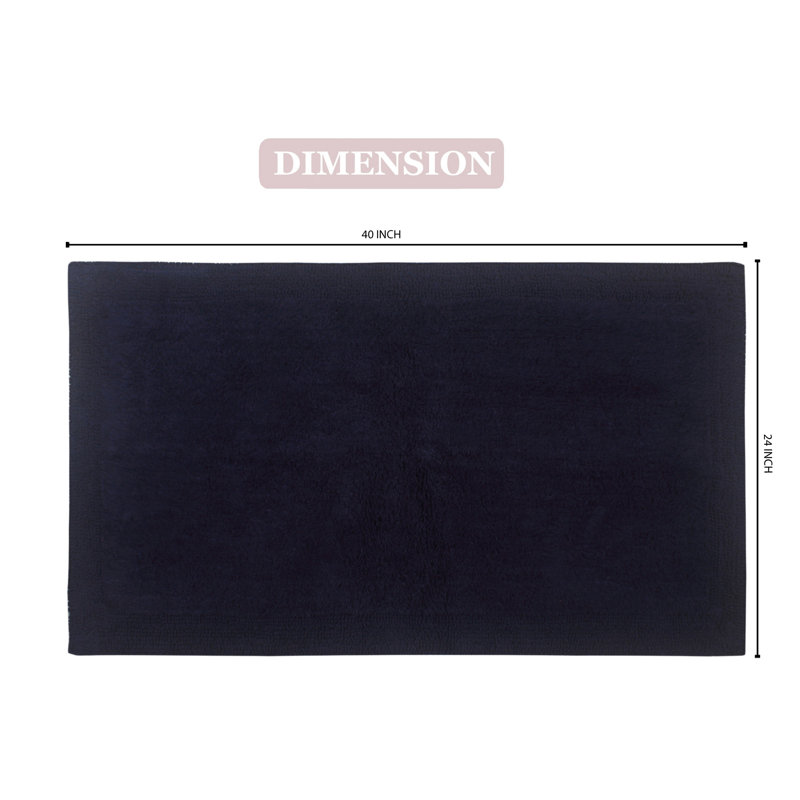 Navy Cotton Reversible Luxury Bath Rug 24" x 40"