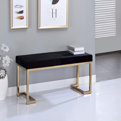 Repose-pieds rectangulaire en fausse fourrure et champagne Derrik