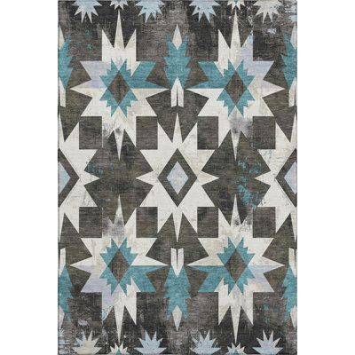 Premium Machine Washable Farolt AMF1893 Aztec Rug