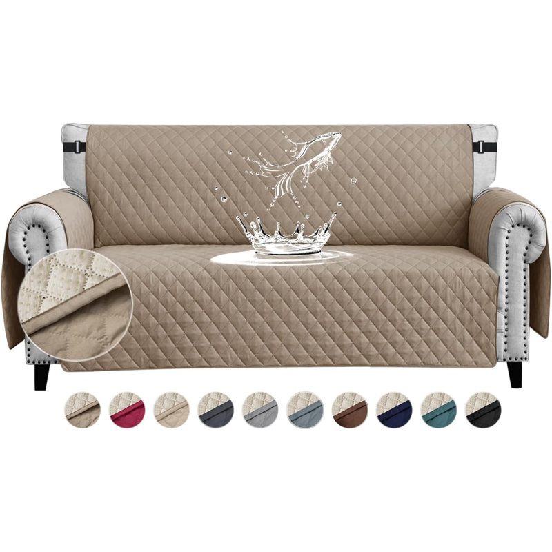 Sofa Covers Water Resistant Sofa Slipcovers 3 Seater Waterproof Reversible Anti-Slip Anti-Scratch Sofa Cover With Non Slip Elastic Straps For Dogs Cats Pets