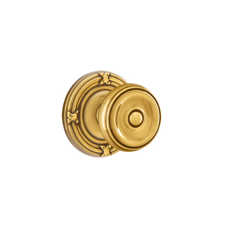 Ensemble de boutons d'intimité Emtek avec ruban et roseau et bouton Waverly, Laiton antique français