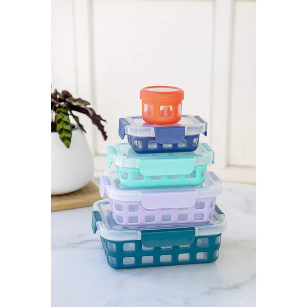 Salad Lunch Dressing Sauce Reusable 6Pc BPA-Free 4-Compartment Container -  Green