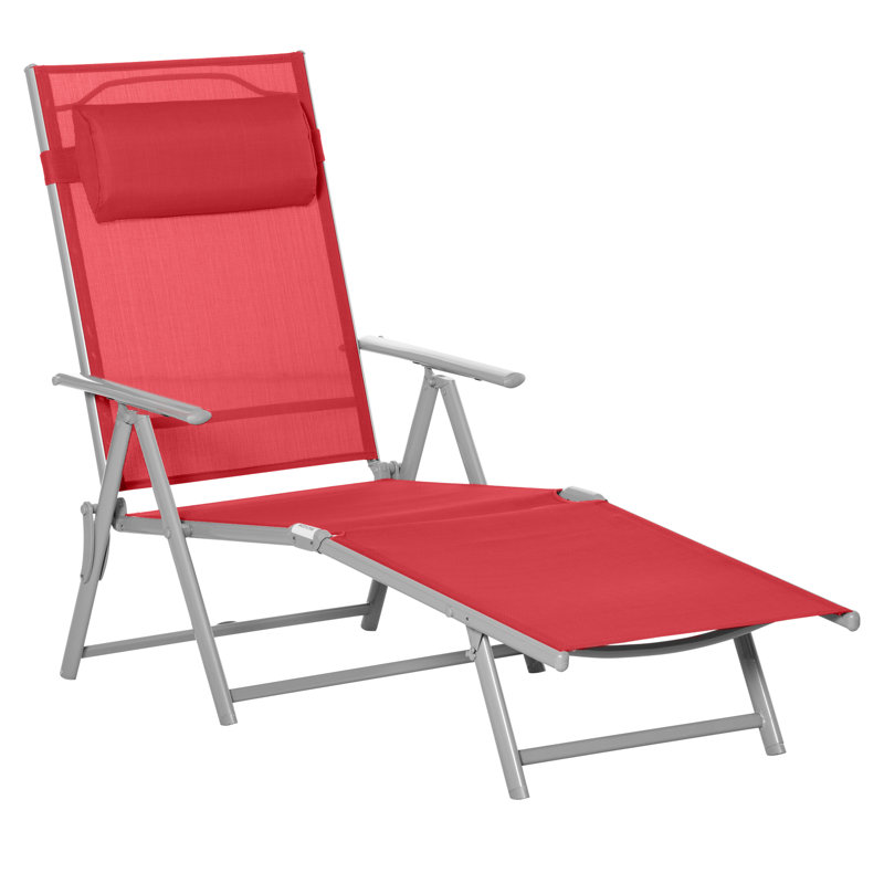 Fauteuil inclinable pliant robuste et réglable, rouge