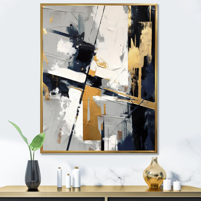 «Grey and Gold Impressions Transcendent II - Abstract Shapes», art mural