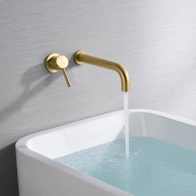 Robinet pour salle de bain à 1 poignée avec robinet pour baignoire à gauche avec valve brute en laiton