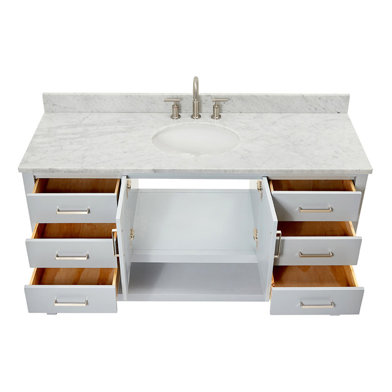 Magnolia Bath Vanity Rectangular Basin S061SCW2R, Oval, Gray, 61"