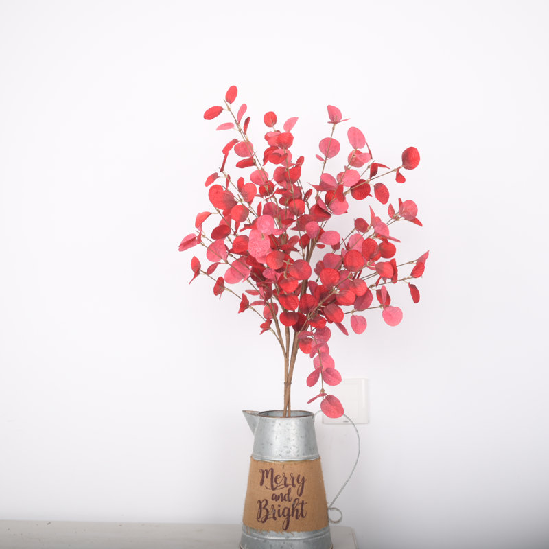 24" Fall Eucalyptus Spray Long Stems For Vase Filler Table Decoration, Red