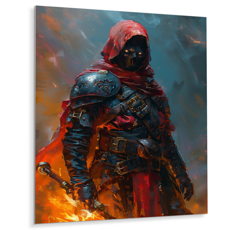 Art mural rouge et noir Warrior Hero II - Wizards, Sans cadre, métal, H 20 po x l 12 po x P 1 po
