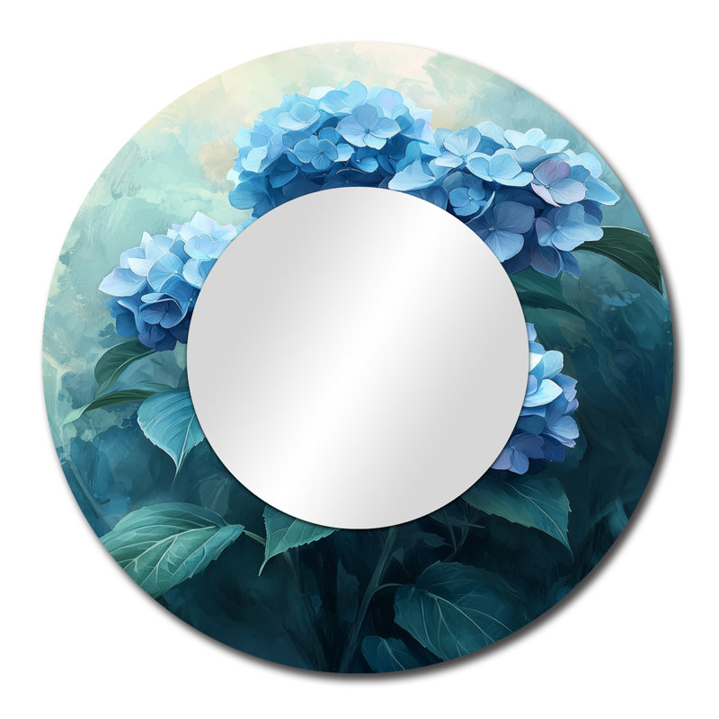 Hydrangea Blossom Harmony I - miroir floral pour décoration murale - imprimé sur métal, 29 po x 29 po