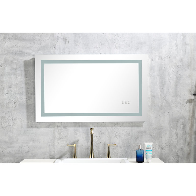 Miroir de salle de bain 40 po x 32 po à brouillard à DEL - intensité variable, 3 couleurs, mémoire, meuble-lavabo mural pour les soins de la peau et le maquillage modernes