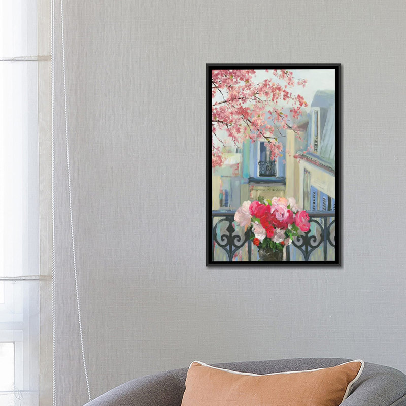 «Paris In The Spring II» par Allison Pearce - reproduction d'art, Toile avec cadre noir, Pas de tapis