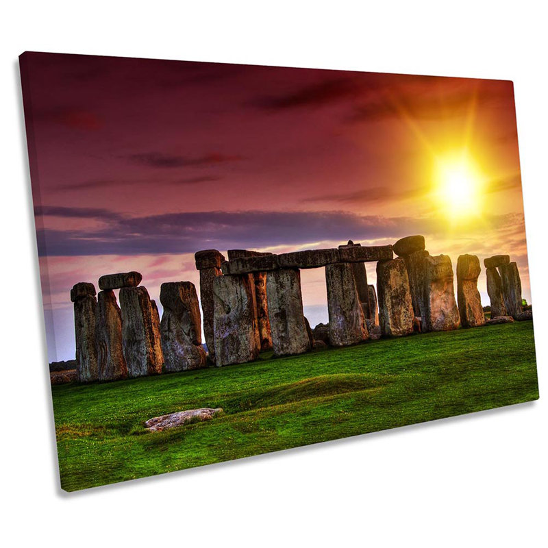 Stonehenge Sunset Landmark - Wrapped Canvas Print, 40.6cm H x 61cm W x 2cm D