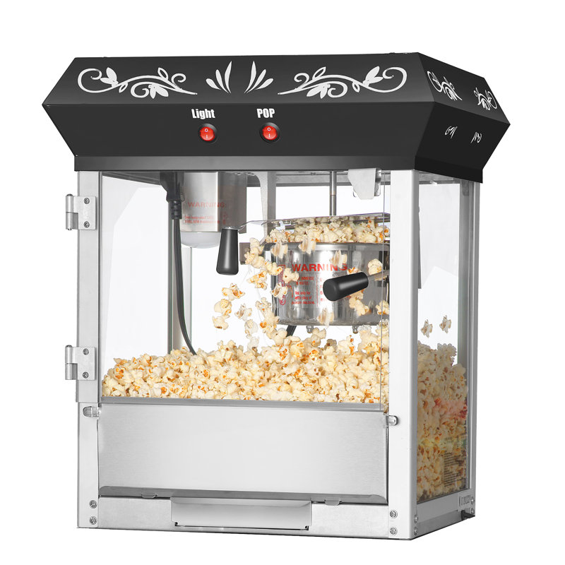 Black Stainless Steel Antique Style Tabletop Popcorn Machine