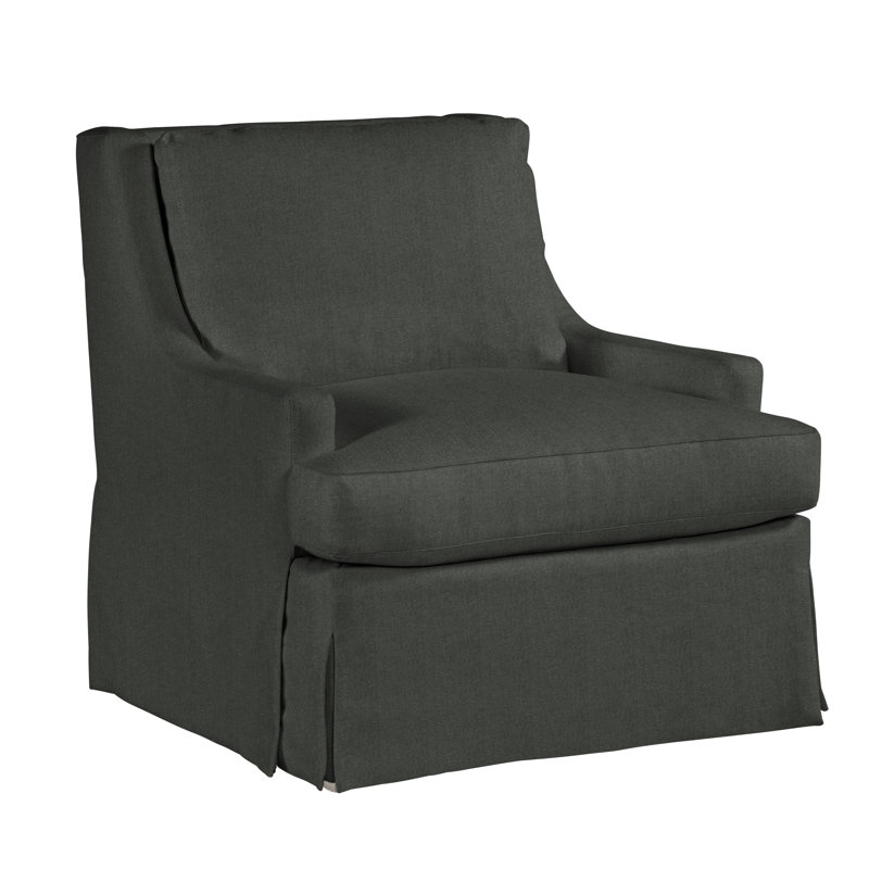 Fauteuil à housse en lin de 35 po de large Royce, Gris anthracite Cristo