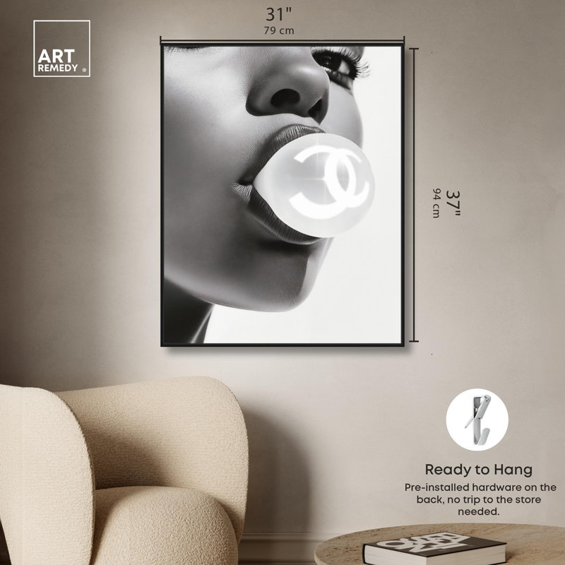 Impression sur toile Bubble Gum Pop par Art Remedy, H 37 po x l 31 po, Cadre flottant noir