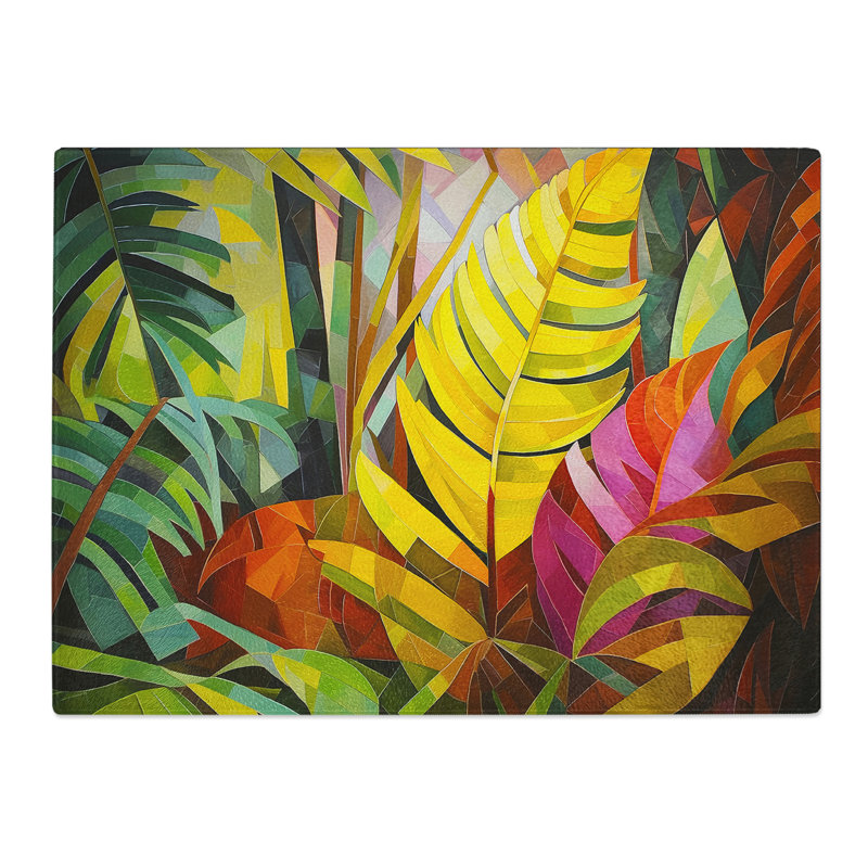 Fern Leaf Cubism  Glass Chopping Board