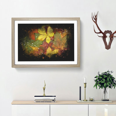 Leaves On An Autumn Forest Paint Splash - Picture Frame Graphic Art