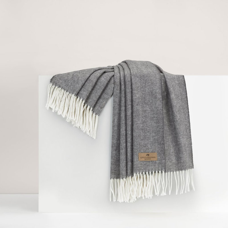 Italian Herringbone Throw, Charcoal