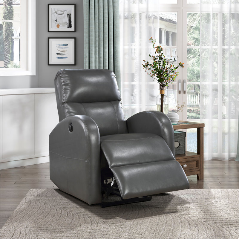 Fauteuil inclinable électrique 1pc recouvert de similicuir, Gris