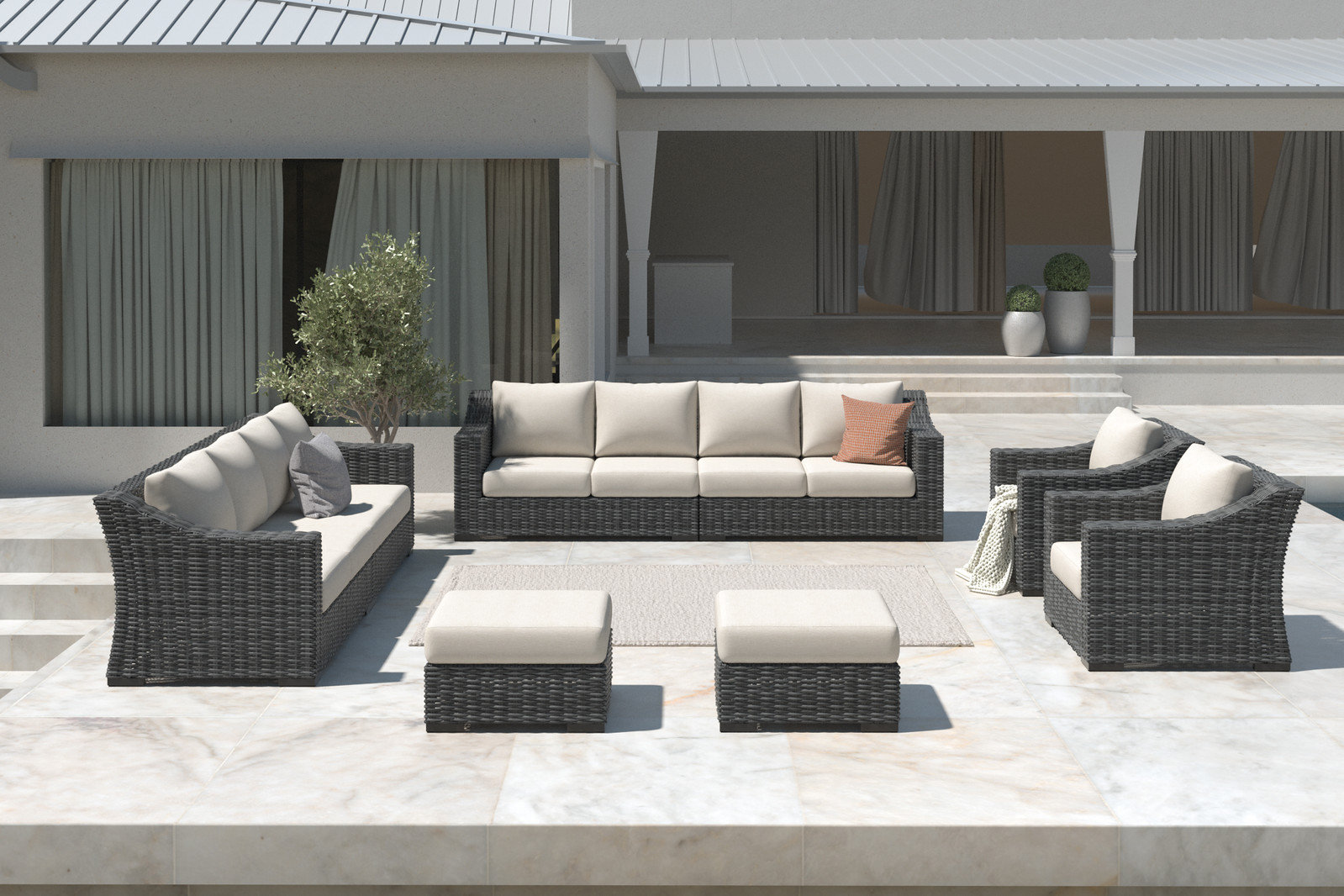 Eloisa 10-Person Patio Seating Group, Gray