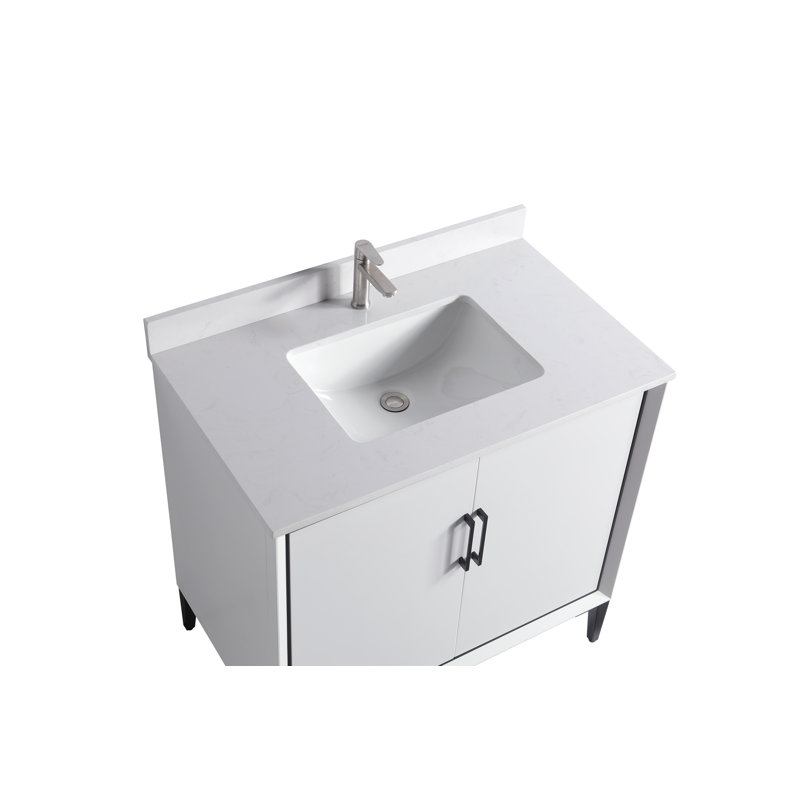 36'' White Freestanding Single Bathroom Vanity with Matte Finish