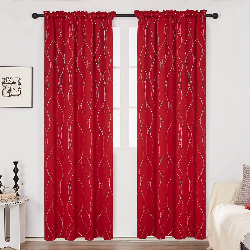 Flurin Room Darkening Curtain Pair, Red, 52" W x 63" L