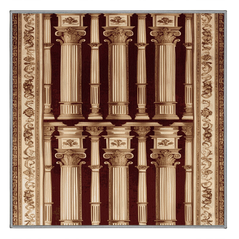 Tapis brun français lavable à la machine, Carré 8 pi