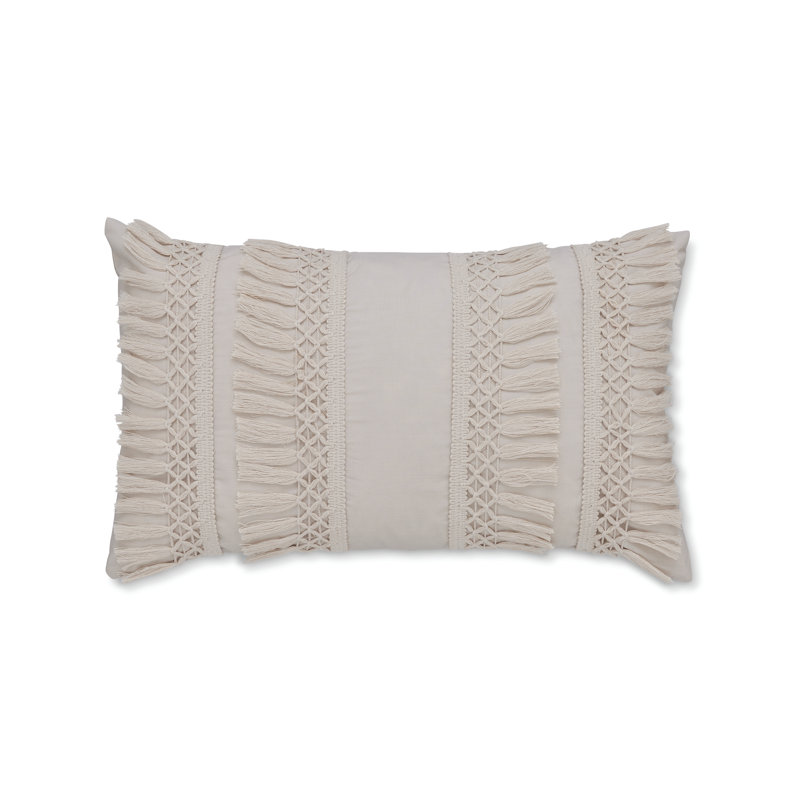 Izmir Cotton Tassel Cushion and Cushion Cover, Beige, Polyester