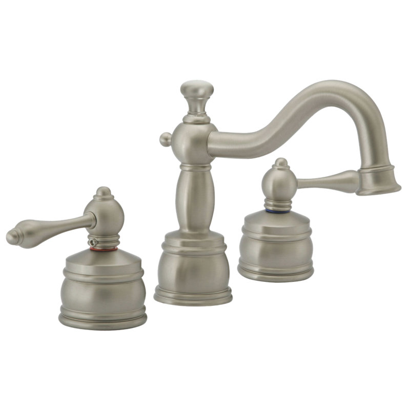 Castille Widespread 2-handle Bathroom Faucet with Drain Assembly, Brushed Nickel