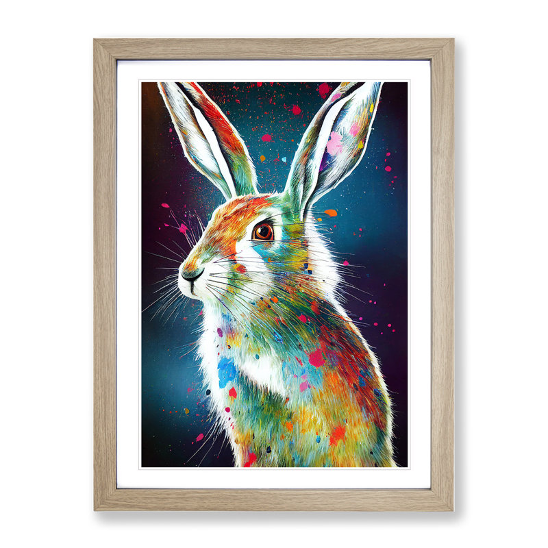 Hare No.4 Abstract - Single Picture Frame Painting, 64cm H x 46cm W x 2cm D, Oak