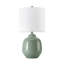 Lampe de table 19 po en céramique verte avec abat-jour tambour