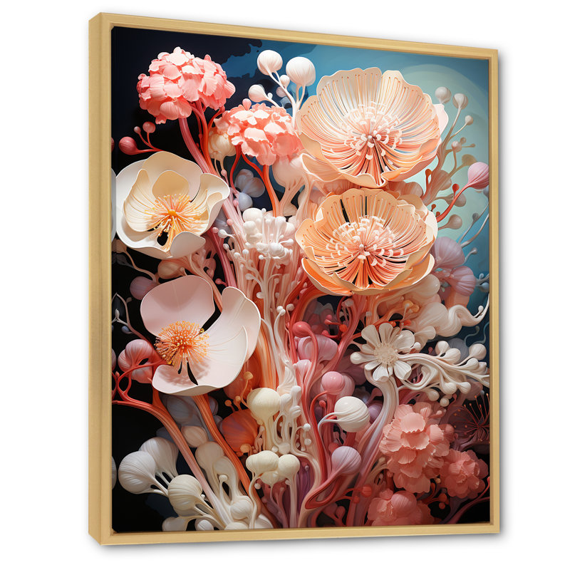 Marine sous l'eau, corail Elegance II - art mural corail, Cadre flottant brun, H 60 po x l 28 po