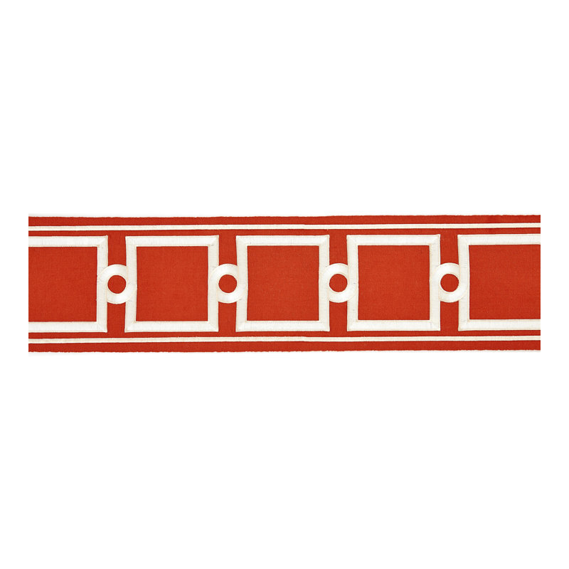 Merchante Embroidered Tape Cotton Blend Fabric, Carnelian