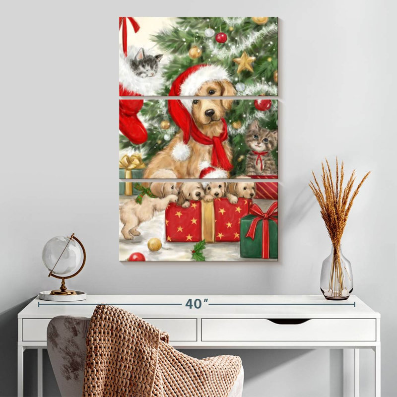 Lelend, chien et chat de Noël, H 32 po x l 20 po