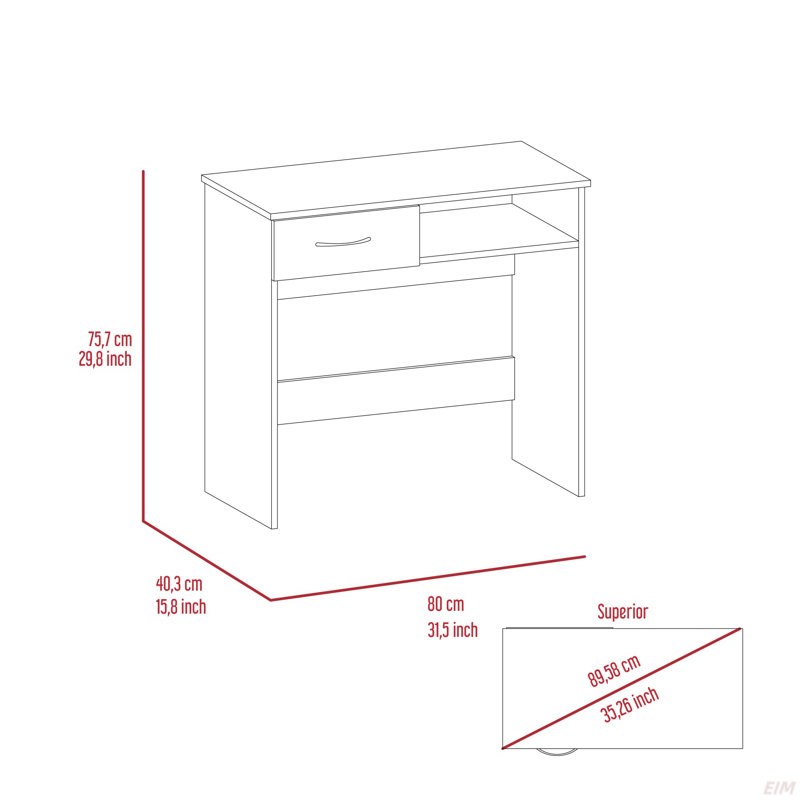 Home Office Set, Single Drawer, Keyboard Tray,Bookcase