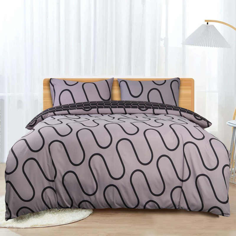 Airville Microfiber Geometric Shapes Duvet Cover Set with Pillowcases Included, King