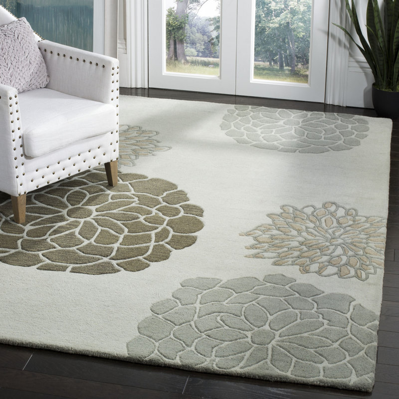 Tapis floral en laine touffeté à la main Soho, Rectangle 6 pi x 9 pi