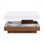 Table basse carrée moderne rotative à 360 ° avec trois plateaux amovibles, centre de table de ferme en bois à 2 niveaux avec rangement pour le salon