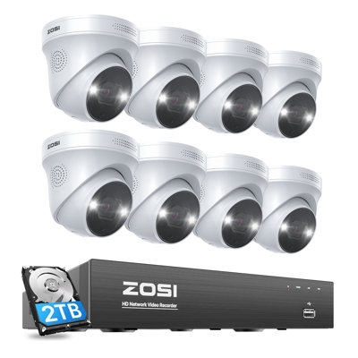 Système de caméra de sécurité 8CH 4K PoE NVR avec caméra extérieure POE 8MP, projecteur, audio bidirectionnel, disque dur de 2 To